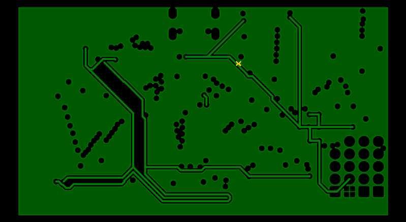 Power-net routing view for the Futaba OLED controller PCB